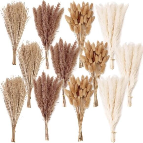 300 PCS Dried Flower Bouquet – Pampas Grass, Floral Decor for Home, Wedding,